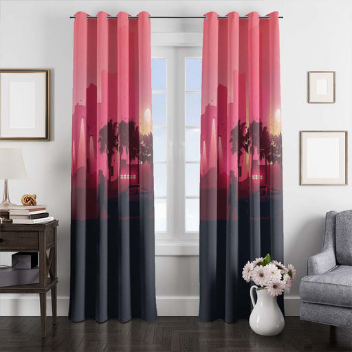 futuristic city 2d window curtains