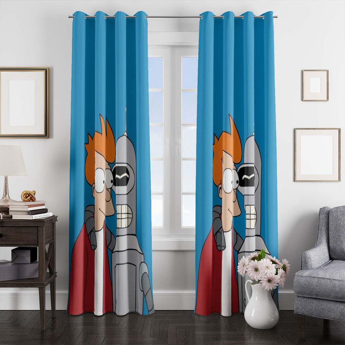 friend and futurama robbot window Curtain