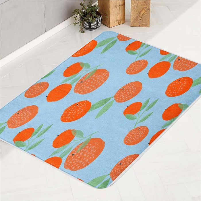 fresh orange watercolor painting bath rugs