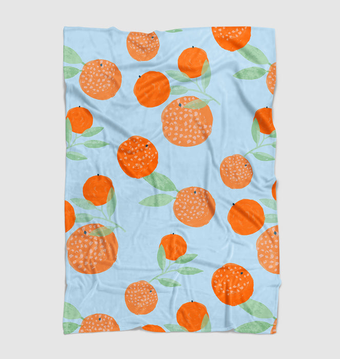 fresh orange watercolor painting Ultra soft fleece blanket