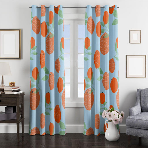 fresh orange watercolor painting window Curtain