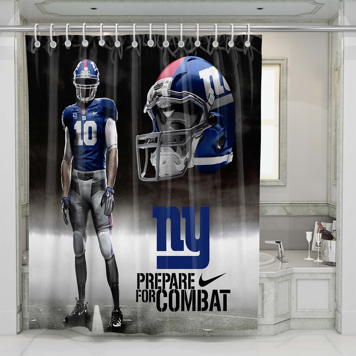 new york giants nfl prepare for combat logo shower curtains