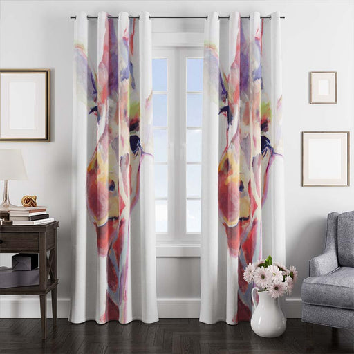 giraffe potrait window curtains