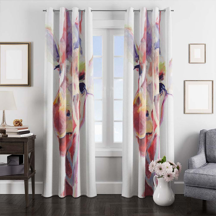 giraffe potrait window curtains