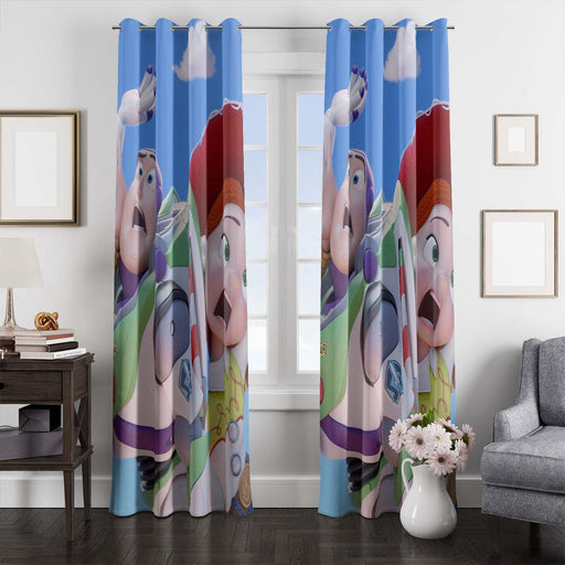 funny face of buzz and friend window Curtain