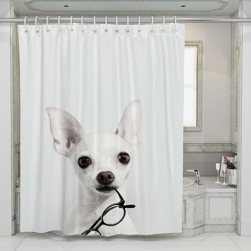 glasses dog shower curtains