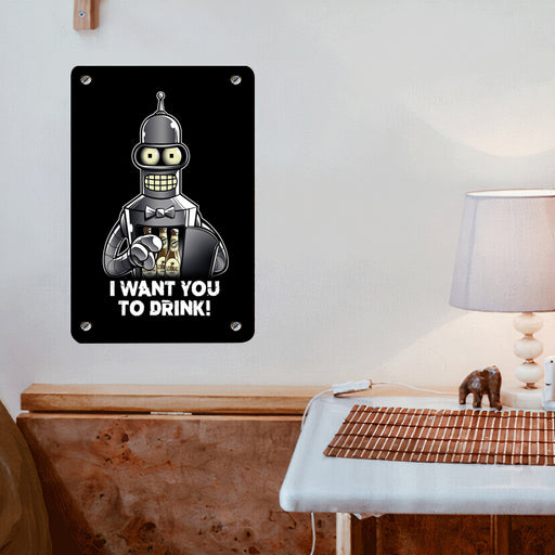 Futurama Waiter Poster Metal print wall art