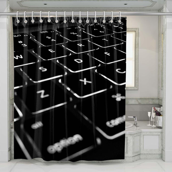 glow keyboard aesthetic shower curtains