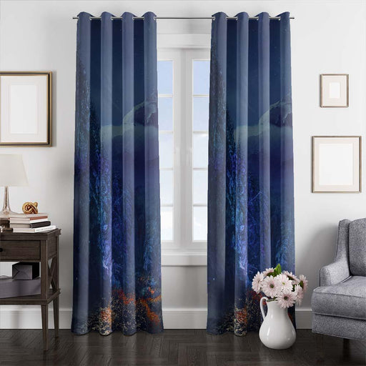 glow night time window curtains