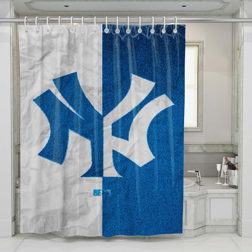 new york yankees blue white shower curtains