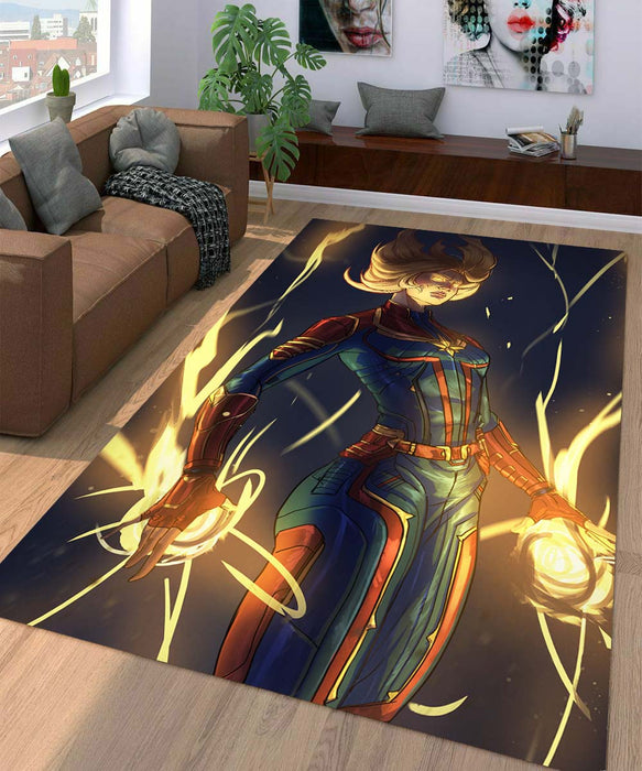 glowing captain marvel Living room carpet rugs