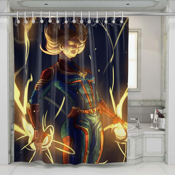 glowing captain marvel shower curtains