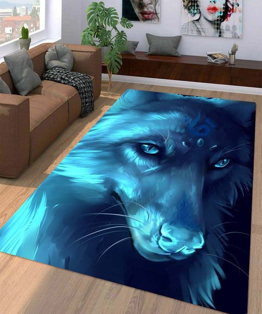 glowing wolf painting Living room carpet rugs