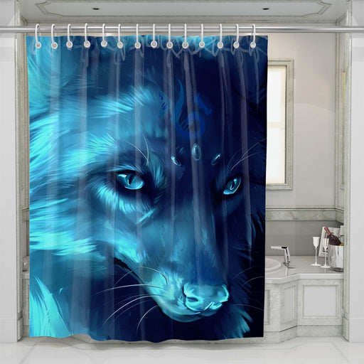 glowing wolf painting shower curtains