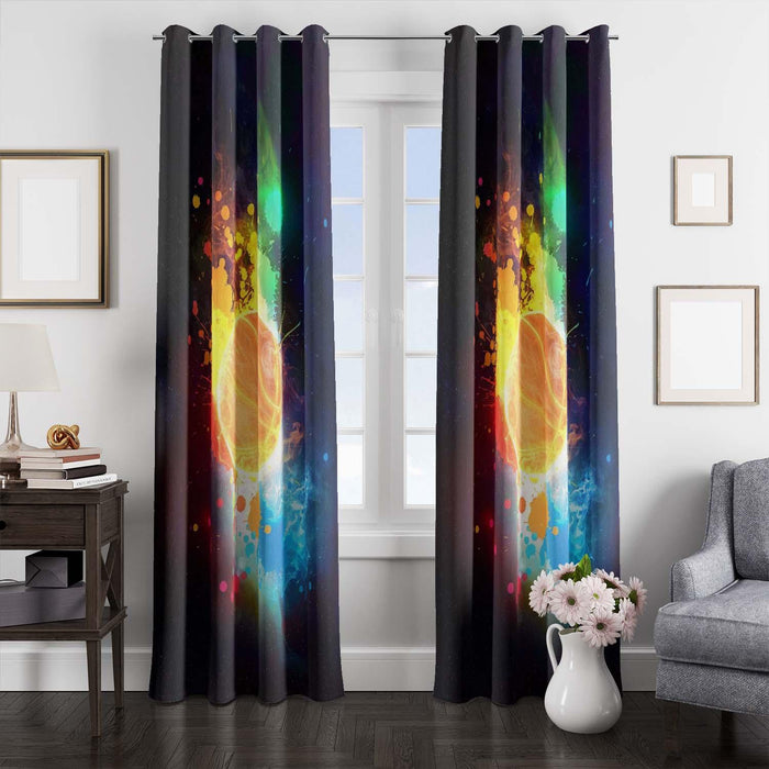 galaxy basketball colorful window Curtain