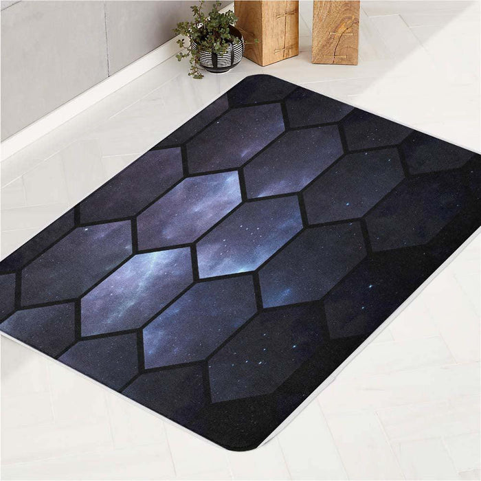 galaxy space hexagon shapes bath rugs