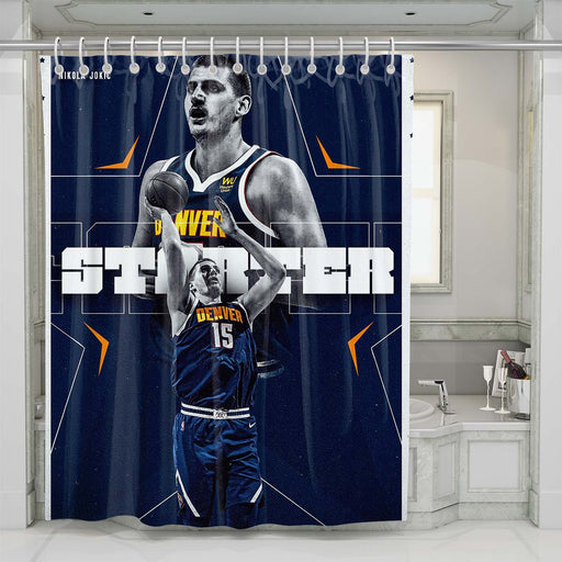 nikola jokic denver shower curtains