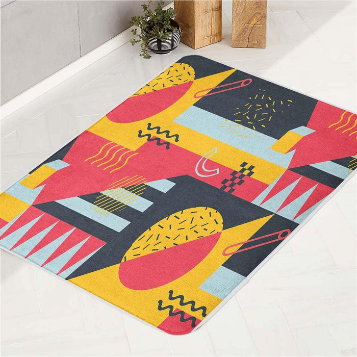 geometric shape triadic bath rugs