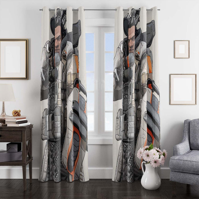 gibraltar big body from apex legends window Curtain