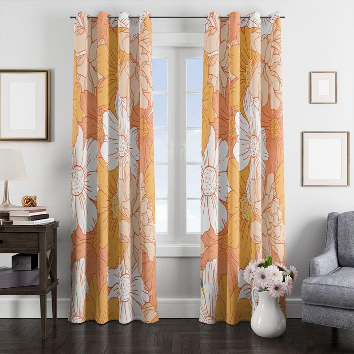 ghibli style flowers blossom window Curtain