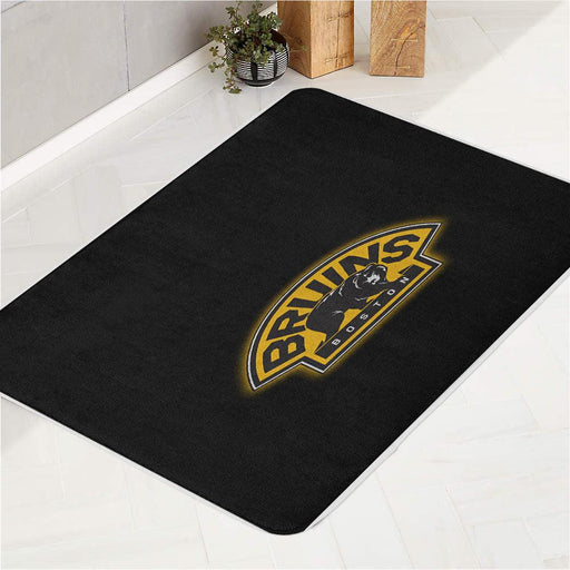 glow yellow bruins boston logo bath rugs