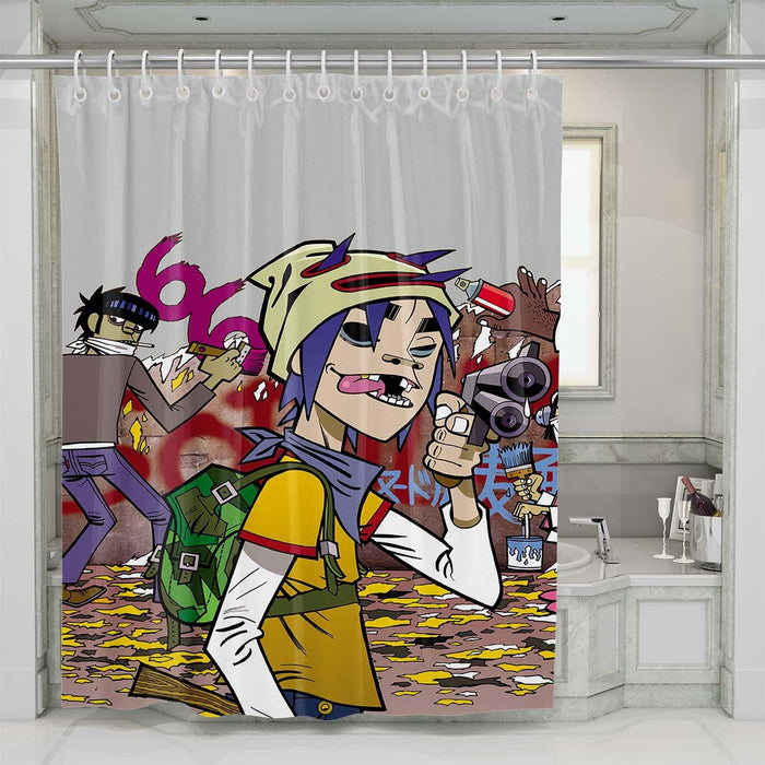 gorillaz chaos shower curtains