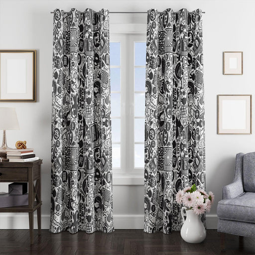 ghotic monochrome stuff window Curtain