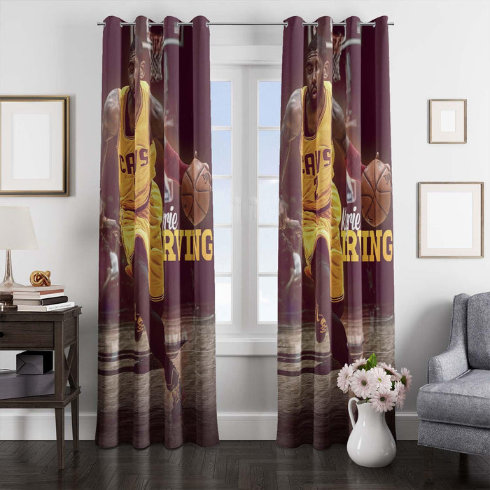 glow yellow kyrie irving cavaliers window Curtain