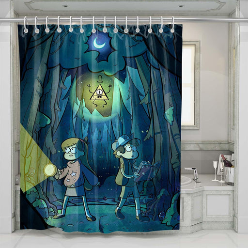 gravity falls in the night shower curtains