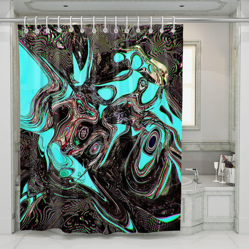 glitch abstractneon color  liquid shower curtains