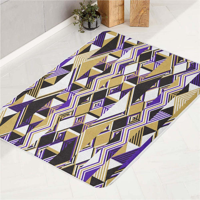 glitch square pattern abstract bath rugs