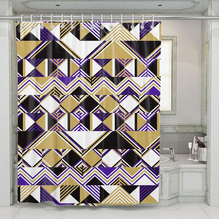 glitch square pattern abstract shower curtains