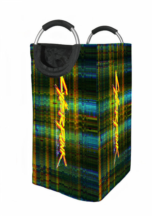 glitch vhs of cyberpunk 2077 Laundry Hamper | Laundry Basket