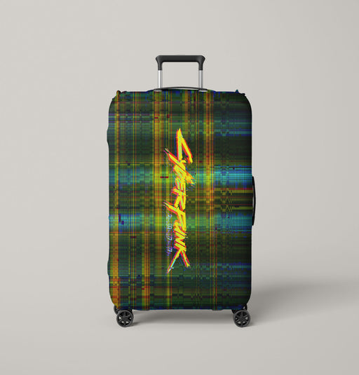 glitch vhs of cyberpunk 2077 Luggage Cover | suitcase