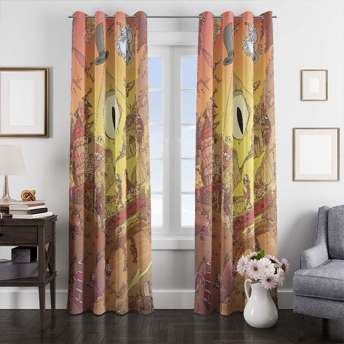 gravity falls sunset place window curtains