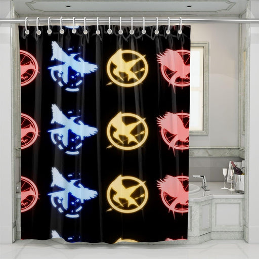 glowing mockingbird the hunger games shower curtains