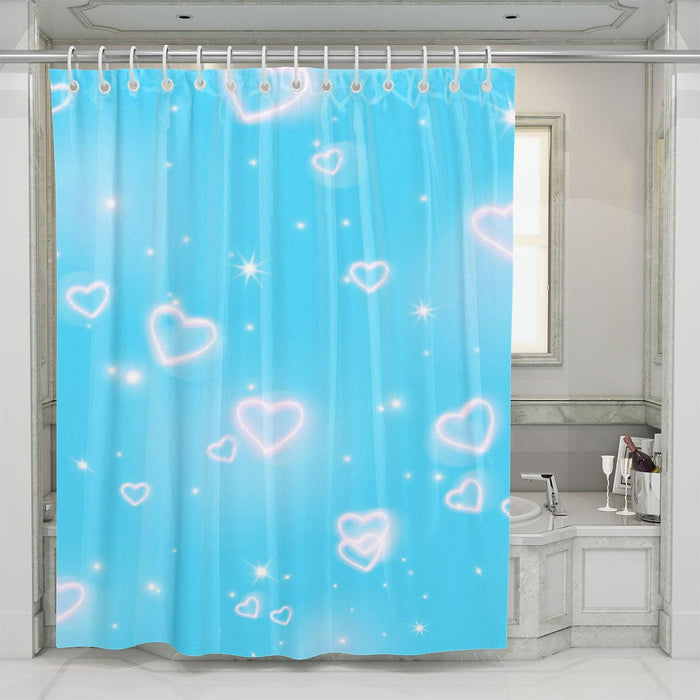 glowing of love blue sky shower curtains