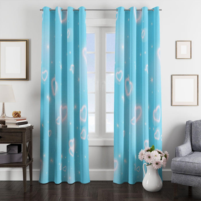 glowing of love blue sky window Curtain