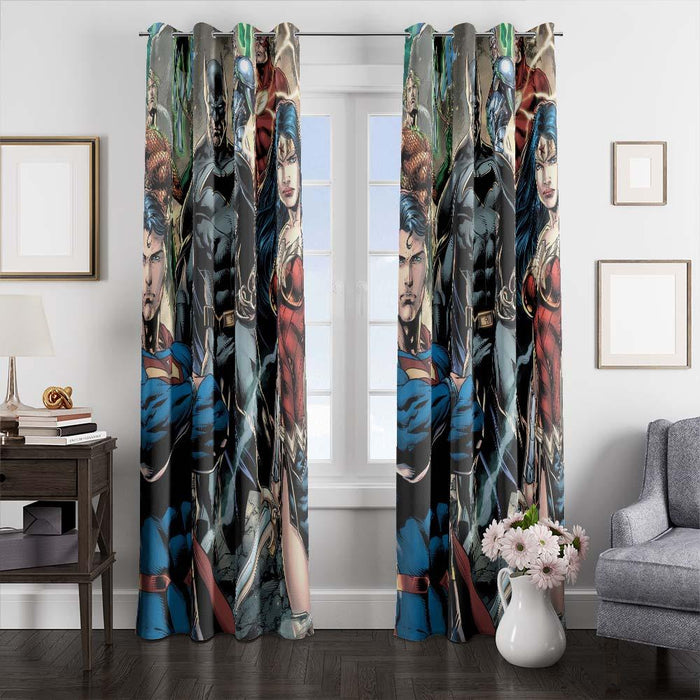 great character justice league comic window curtains