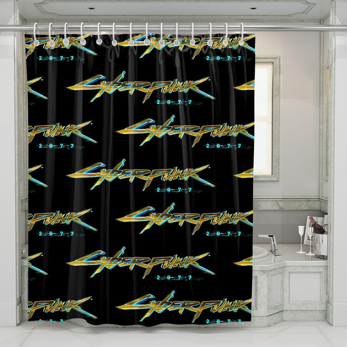 gold cyberpunk 2077 video game shower curtains