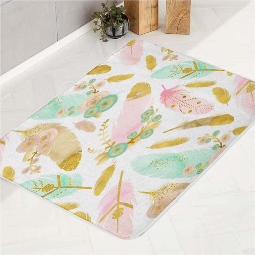 gold watercolor bristle bath rugs