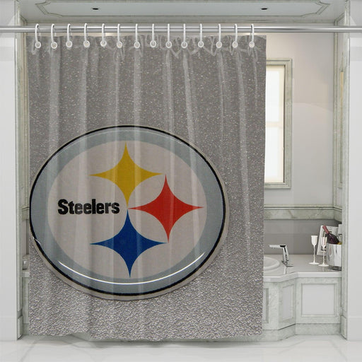 grainy pittsburgh steelers logo shower curtains