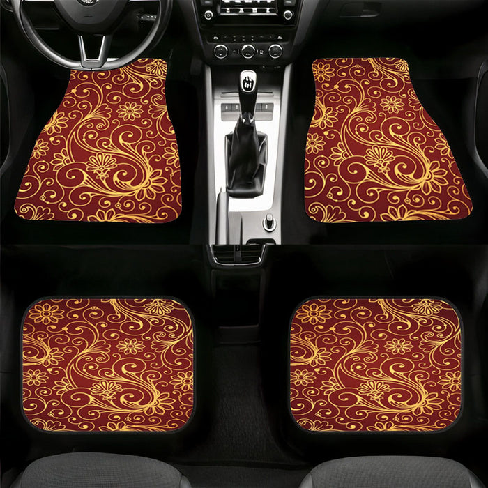 golden floral maroon luxury Car floor mats Universal fit