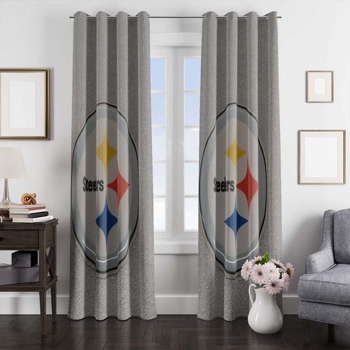 grainy pittsburgh steelers logo window Curtain