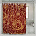 golden floral maroon luxury shower curtains