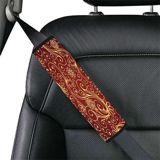 golden floral maroon luxury Car seat belt cover