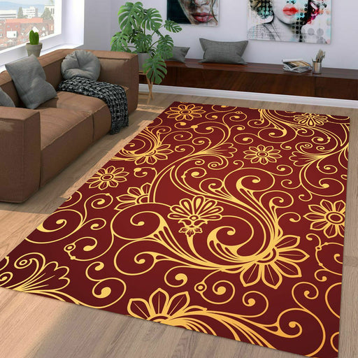 golden floral maroon luxury Living room carpet rugs