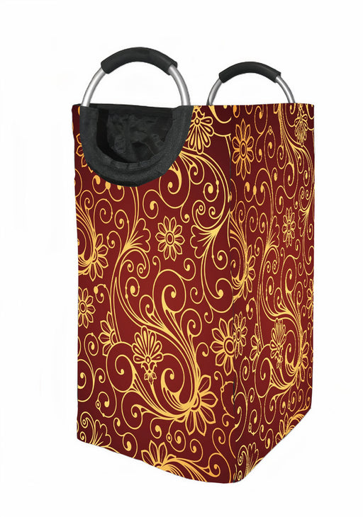 golden floral maroon luxury Laundry Hamper | Laundry Basket