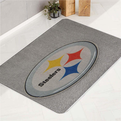 grainy pittsburgh steelers logo bath rugs