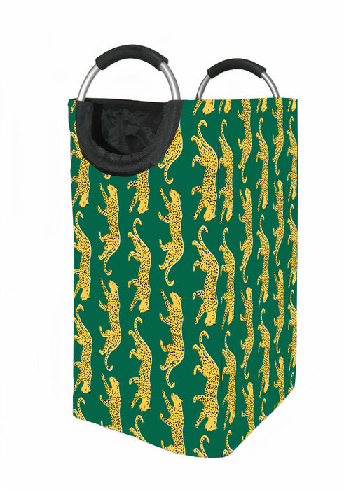 golden tigers walking in forest Laundry Hamper | Laundry Basket